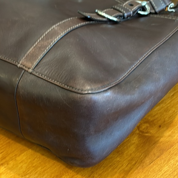 COACH TWO WAY TOTE BAG CHOCOLATE BROWN LEATHER REMOVABLE STRAP SILVER HARDWARE🤎 - Picture 17 of 17